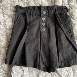 womens paperbag shorts with tie and buttons